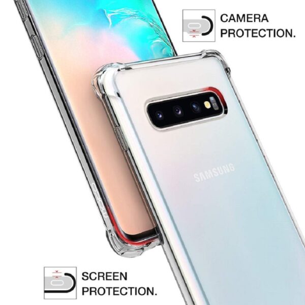 Hoesje geschikt voor Samsung Galaxy S10+ - Transparant - Antishock siliconen hoesje met koord
