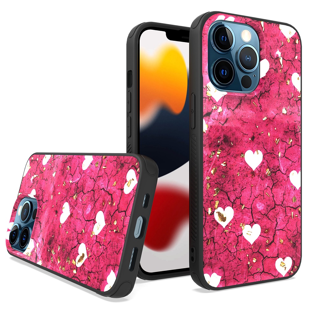 Siliconen hoesje met print geschikt voor Apple iPhone 14 Pro - Marmer Hearts