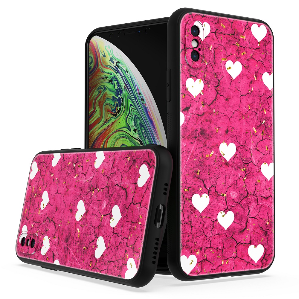 Siliconen hoesje met print geschikt voor Apple iPhone XS - Marmer Hearts