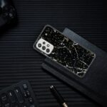 Siliconen hoesje met print geschikt voor Samsung Galaxy S22 - Marmer Black