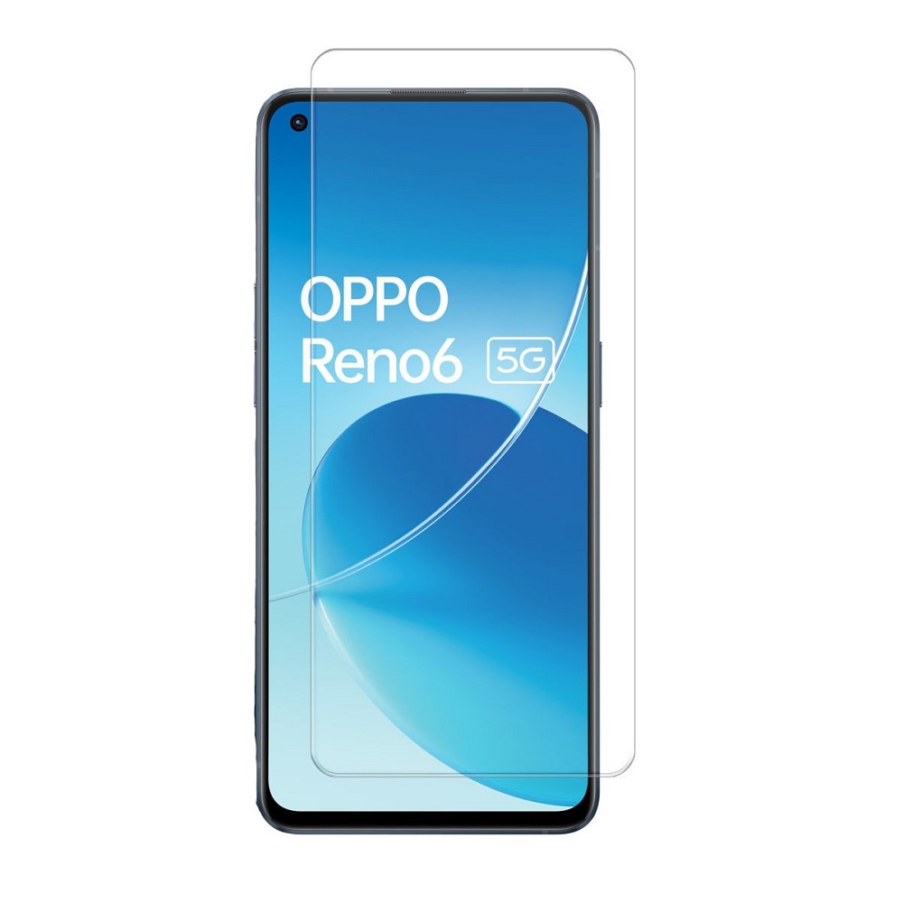 Tempered screenprotector geschikt voor Oppo Reno 6 Pro - Transparant - Gehard glas - scherm beschermer