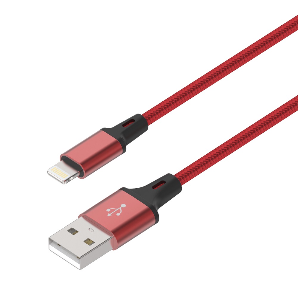 USB-A naar Lightning Oplaad- en Datakabel 1 meter - Rood LB111