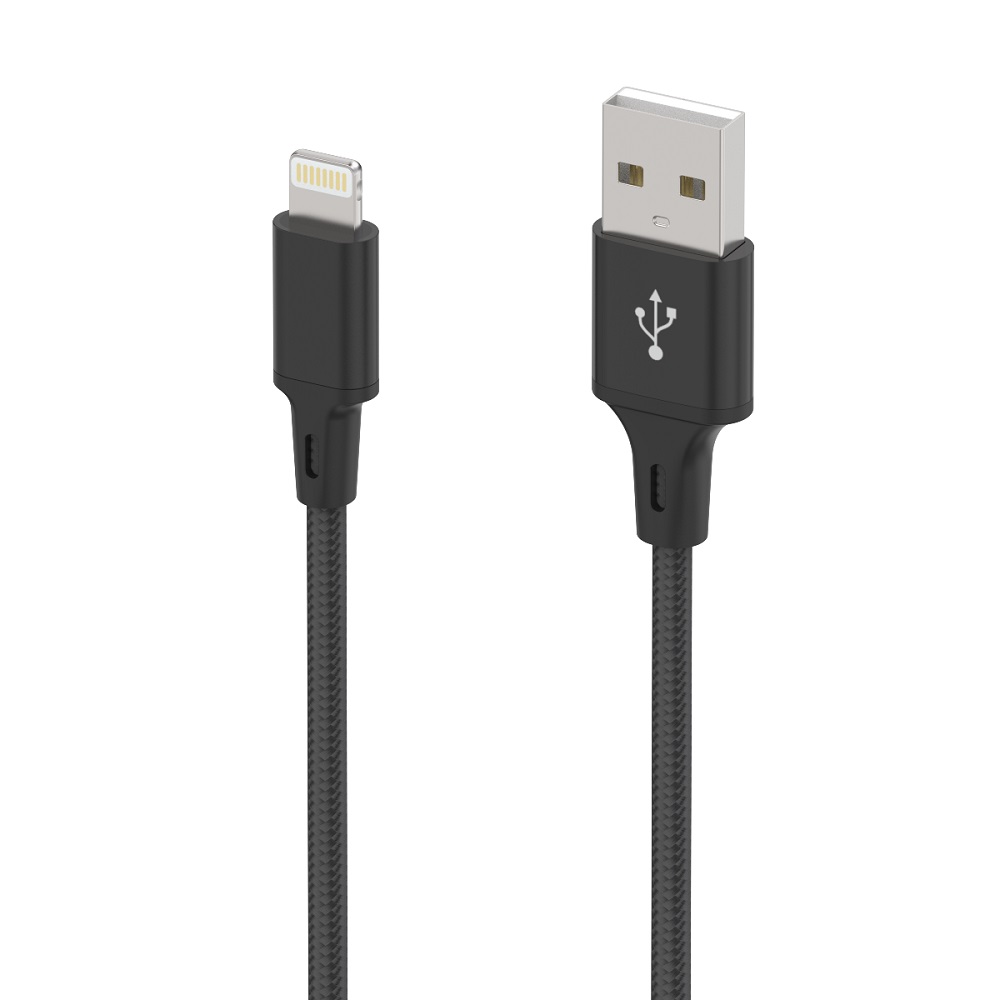 USB-A naar Lightning Oplaad- en Datakabel 1 meter - Zwart LB111