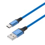 USB-A naar USB-C Oplaad- en Datakabel 1 meter - Blauw LB113