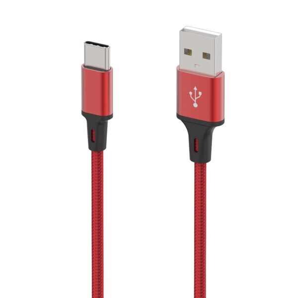 USB-A naar USB-C Oplaad- en Datakabel 1 meter - Rood LB113