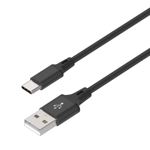 USB-A naar USB-C Oplaad- en Datakabel 1 meter - Zwart LB113