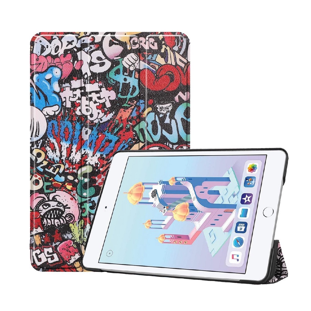 Tri-Fold Hoes met Print geschikt voor Apple iPad Mini 4e en 5e Generatie – Graffiti
