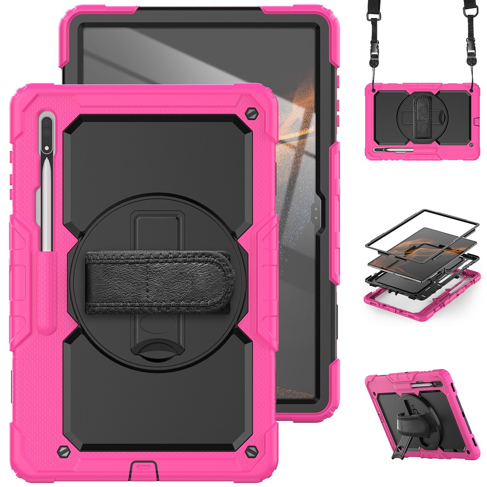Tablet hoesje met Strap geschikt voor Samsung Galaxy Tab S8 Ultra (X900) 14.6" (2022) - Roze