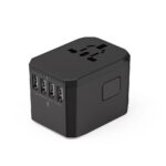 Universele Wereldstekker met 4 USB poorten + 1 USB-C poort | JY305A Zwart